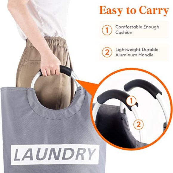 BNIB 82L Large Laundry Basket Collapsible Clothes Hamper Durable  Grey - Picture 4 of 7